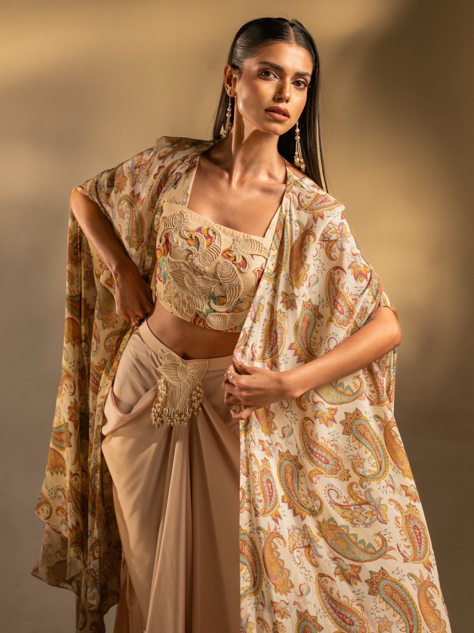 Bloom Reverie Draped Skirt Set