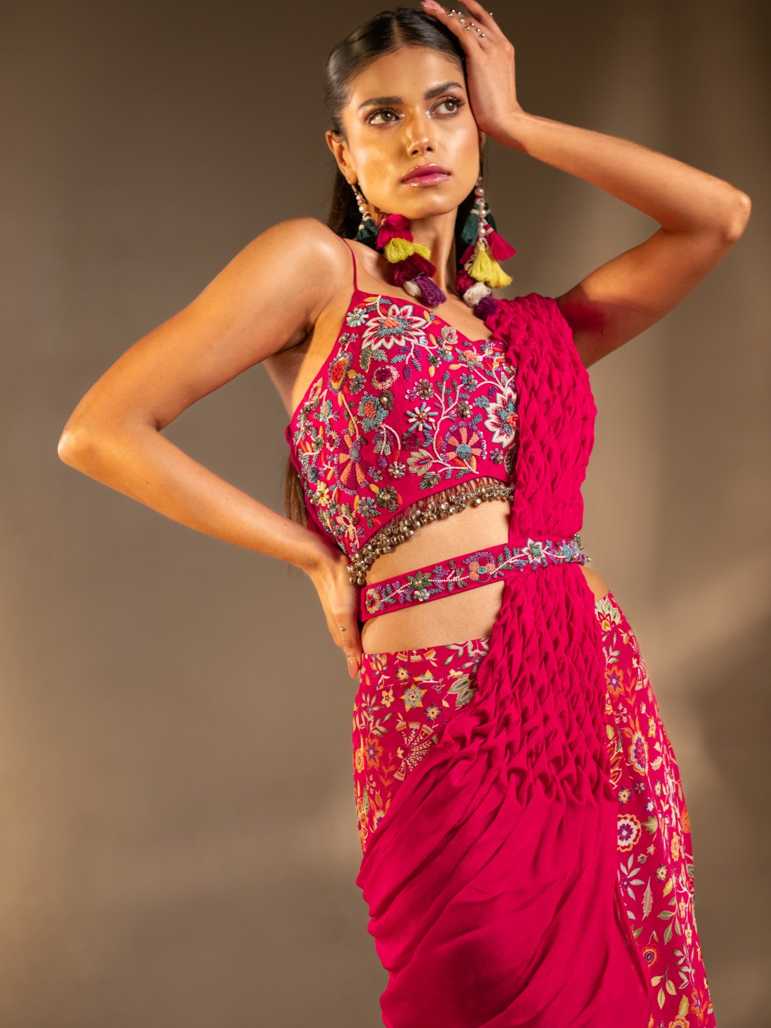 Gulab Noor Fish Tail Style Skirt with Blouse & Origami Dupatta