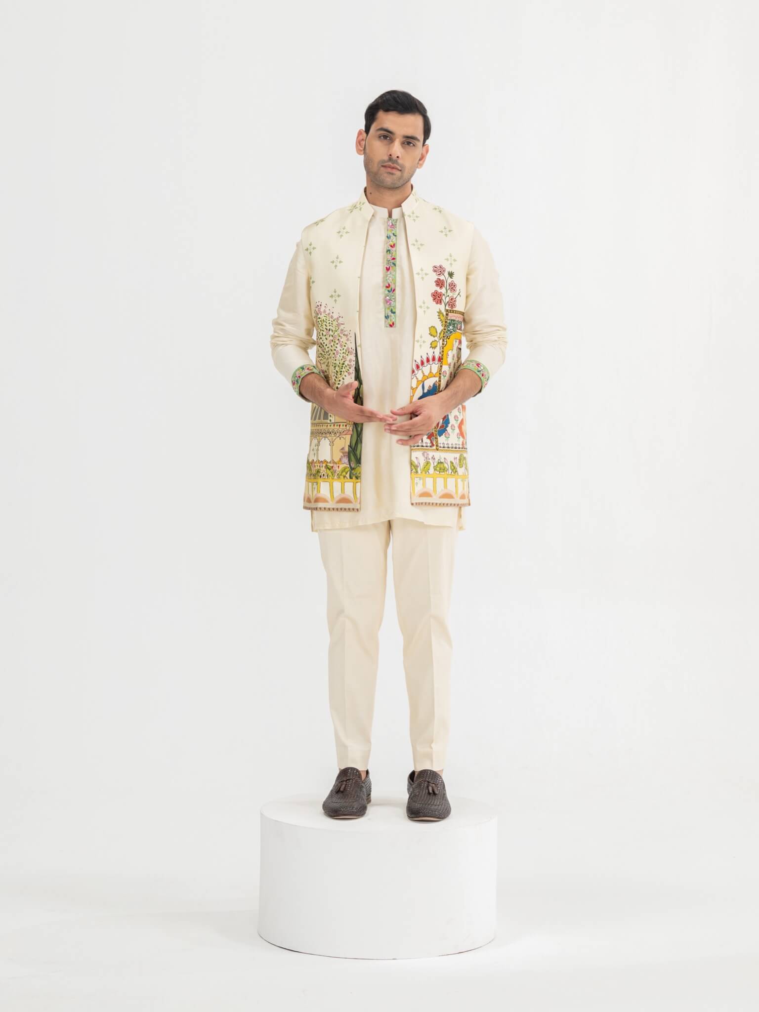 Rang 2.0 Cream Mughal Jacket Kurta Set