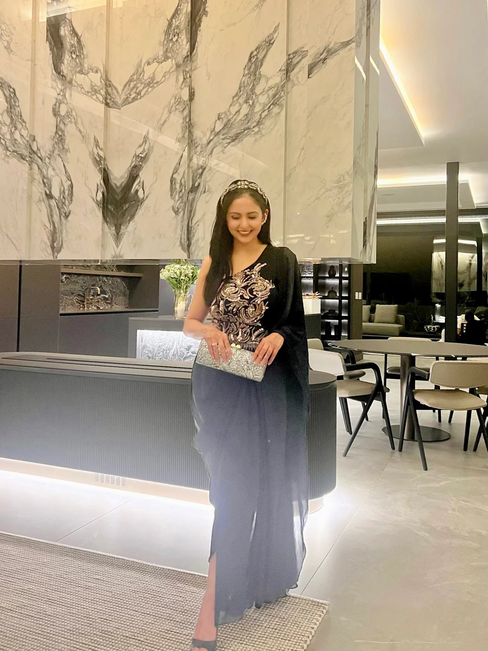 Samriddhi Dhillon in Black Concept Saree With Belt