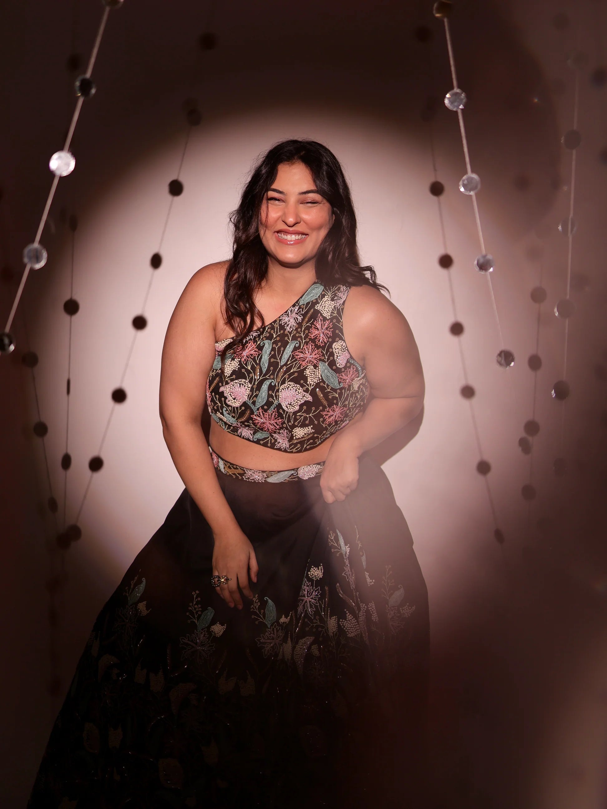 Sakshi Sindwani in Black Intricate Embroidered Lehenga Set