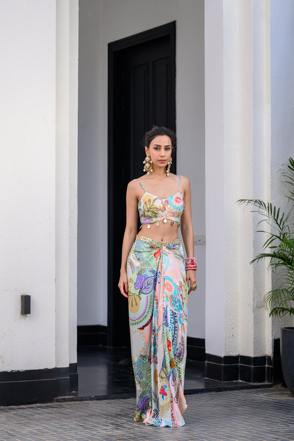 Gardenia Drape Skirt Set