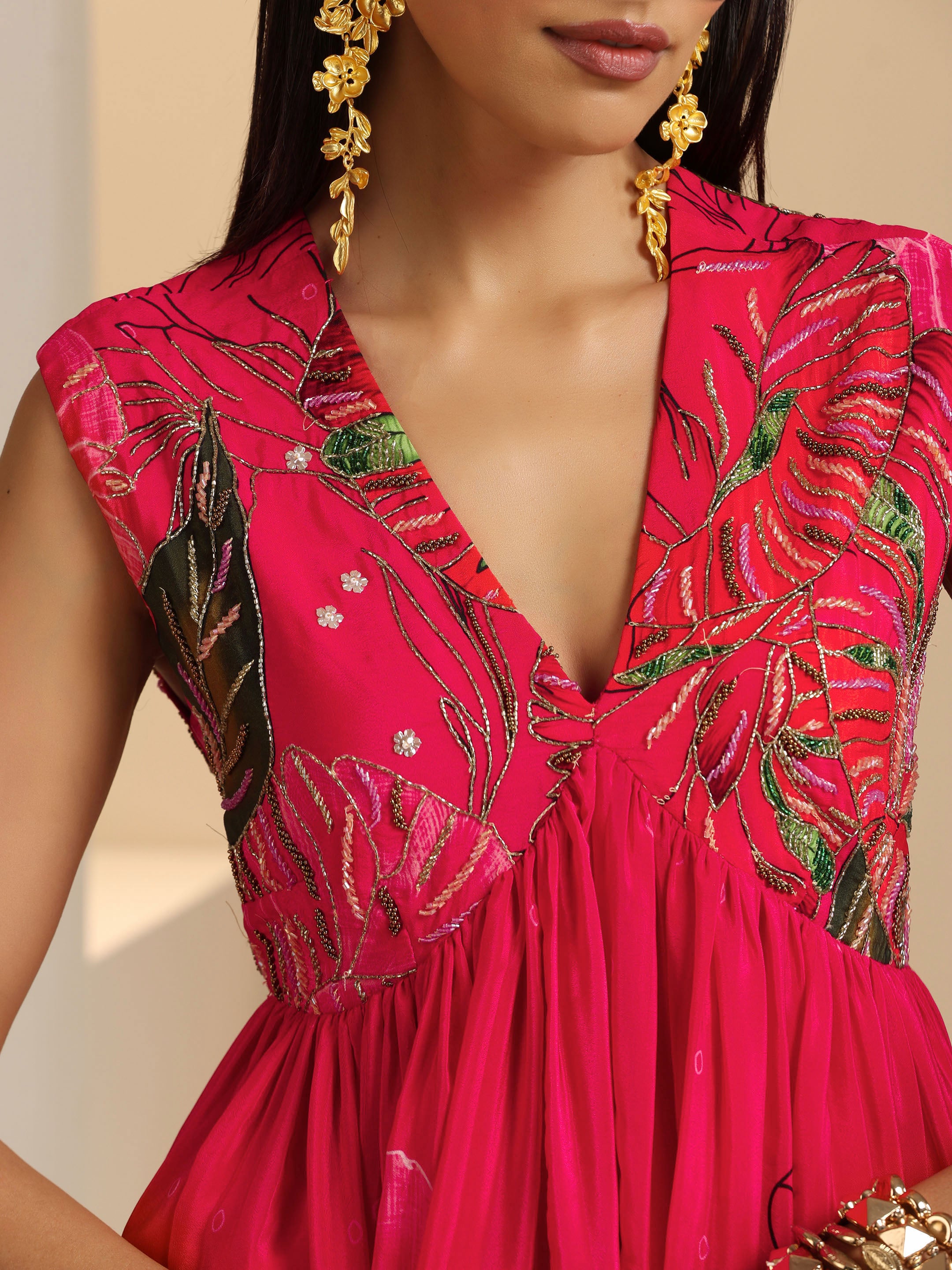 Nargis Embroidered Peplum Top with Sharara Set
