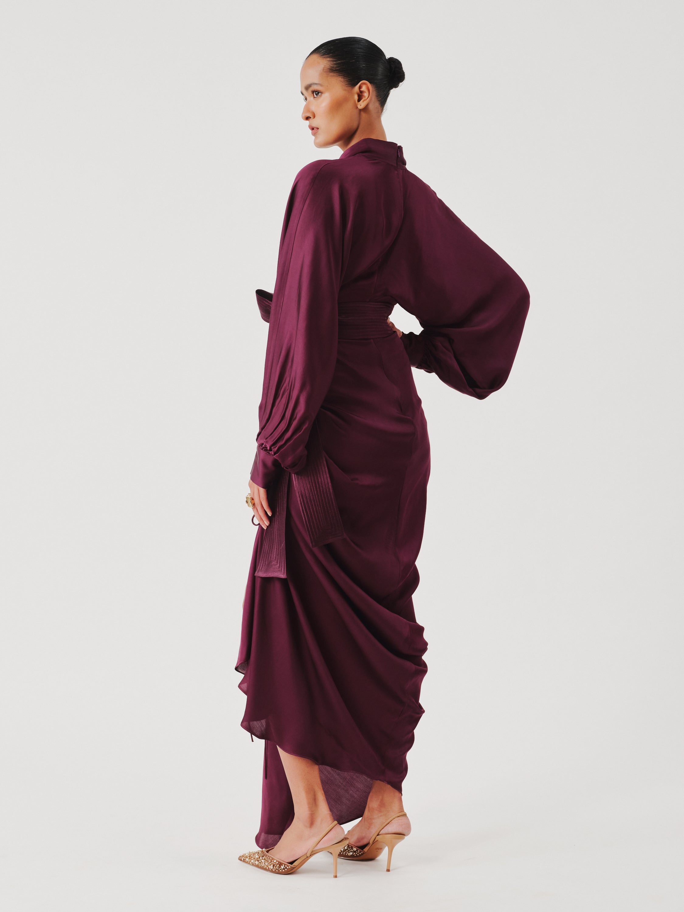 Burgundy Draped Dress