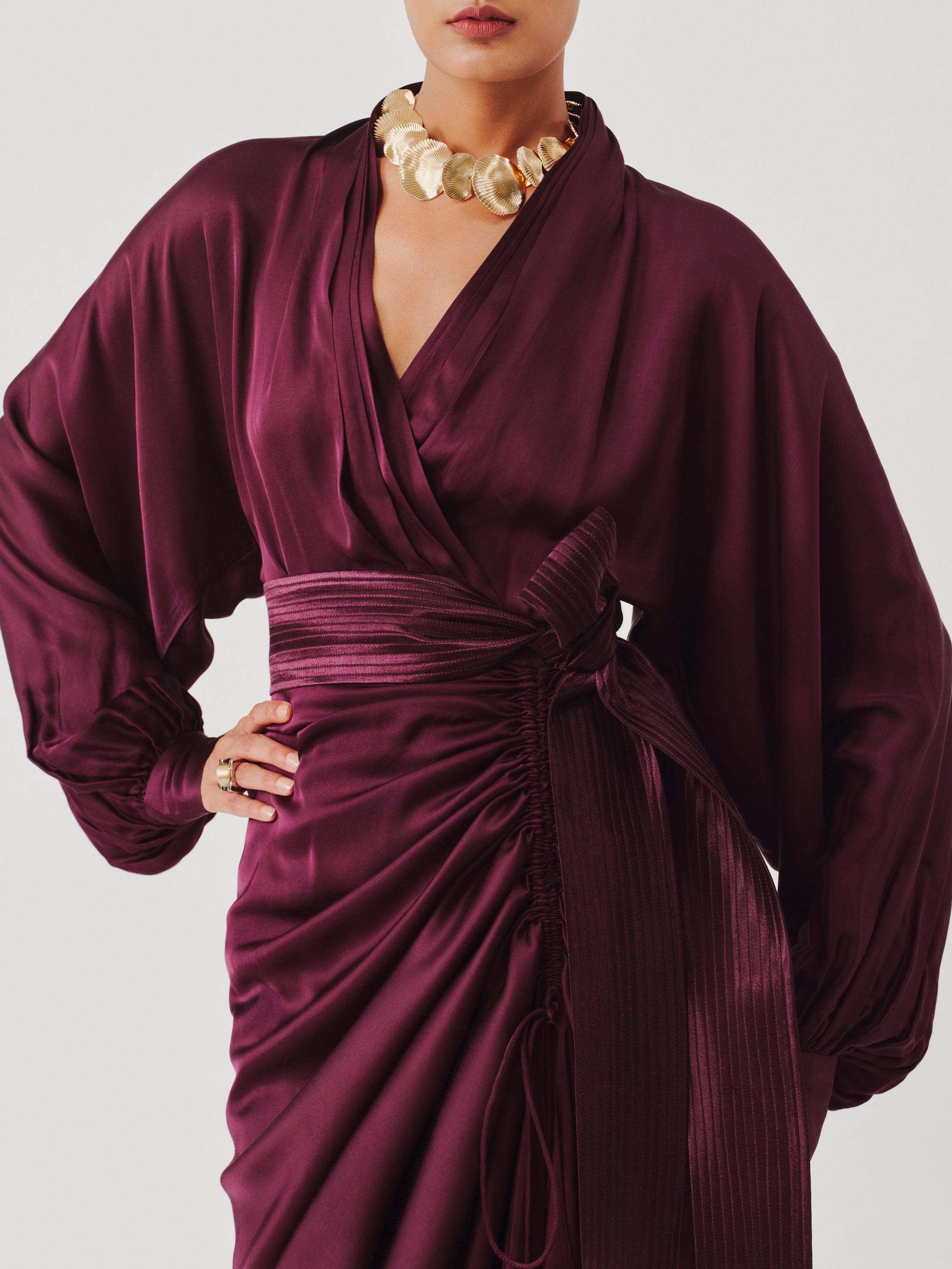 Burgundy Draped Dress
